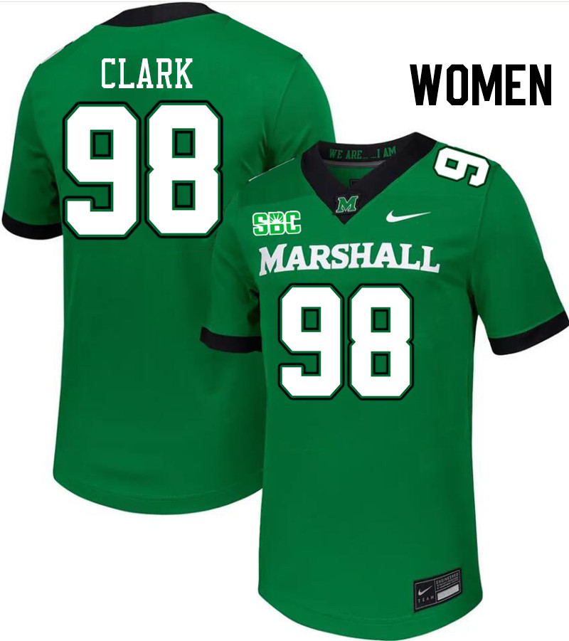 Women #98 Alec Clark Marshall Thundering Herd SBC Conference College Football Jerseys Stitched-Green